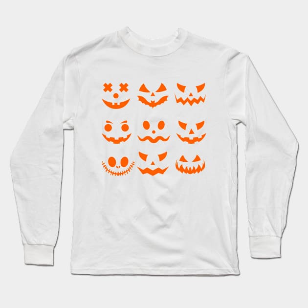 Halloween pumpkin scary face Long Sleeve T-Shirt by PARABDI